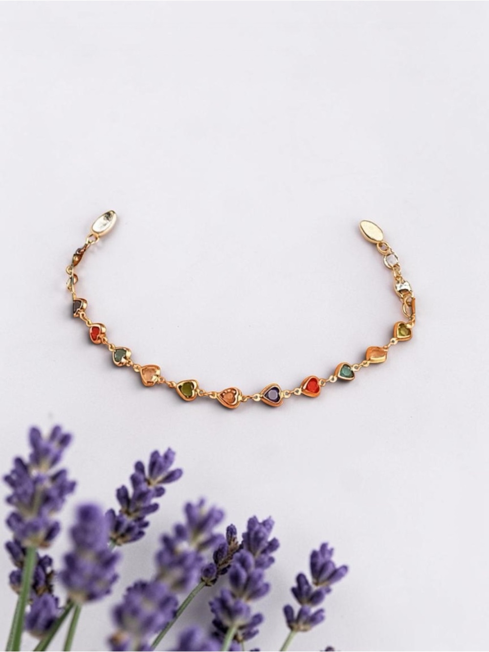 Gold Heart Chain Necklace/Choker with Purple Accents